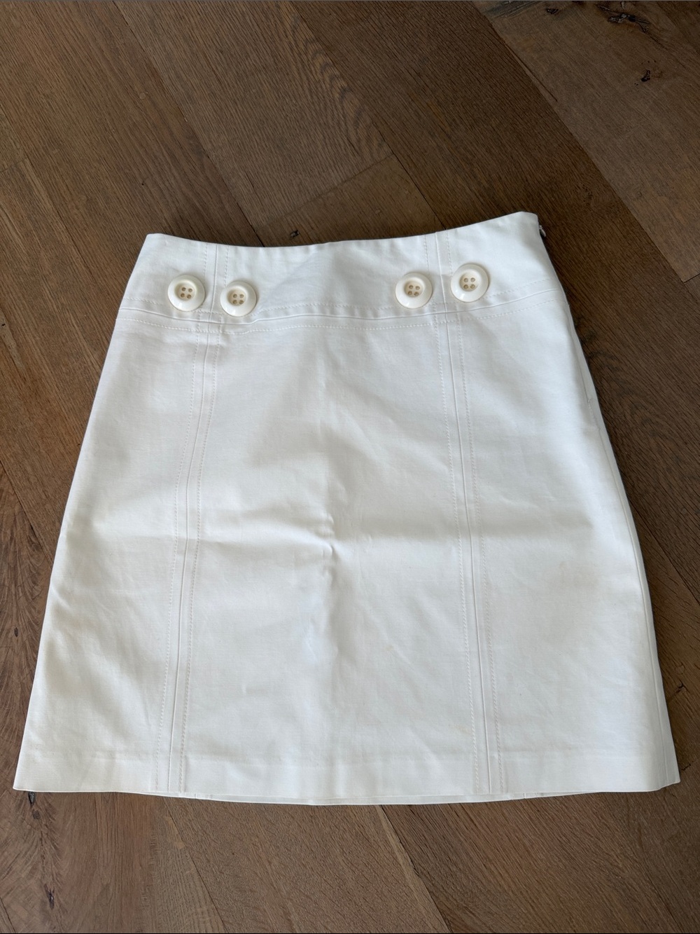 Milly Ivory Midi Skirt with Button Waist Detail